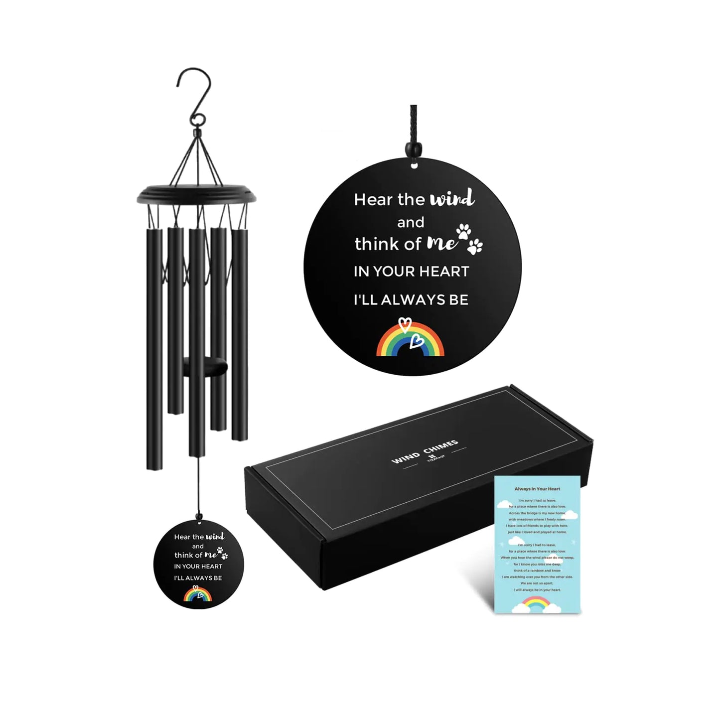 YOUNTASY Pet Memorial Wind Chime Rainbow Bridge Pet Memorial Gifts Pet Loss Gifts Dog/Pet Memorial Dog Remembrance Gift in Memory of Dog Passing Away 35" Pet Loss Sympathy/Memorial Gifts