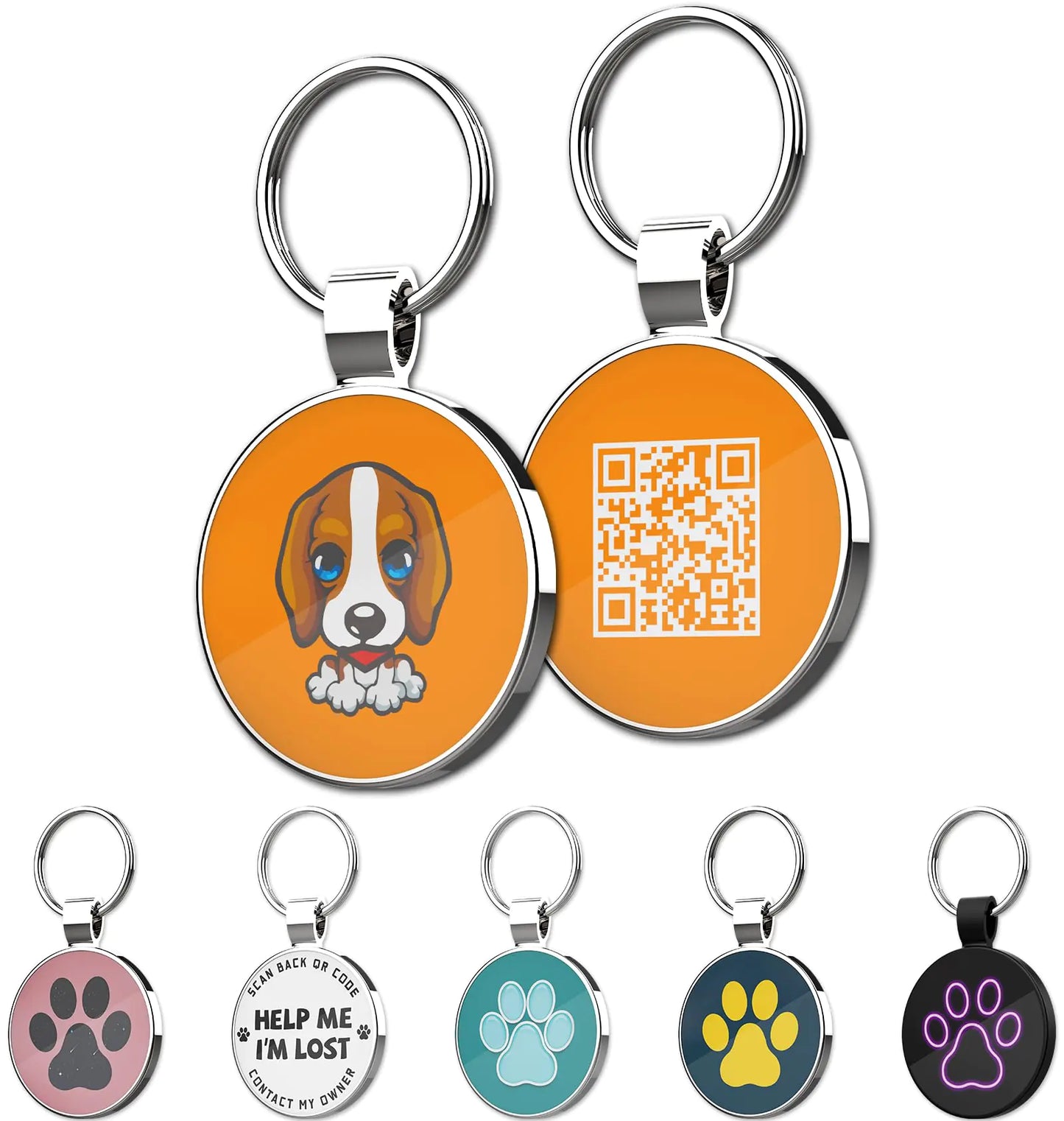 MYLUCKYTAG QR Code Pet ID Tags Dog Tags - Pet Online Profile - Scan QR Receive Instant Pet Location Alert Email
